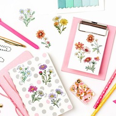 500PCS Daisy wildflowers Roll Stickers Colorful Cartoon Painted Flowers Scrapboo