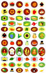 9″x5 3/4″ SHEET CUTE MINI FALL THANKSGIVING PUMPKIN TURKEY LEAF STICKERS #67A