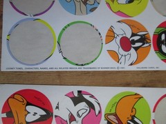 Vintage Hallmark 1997 Used Looney Tunes Warner Sticker Sheet Lot Stickers Round