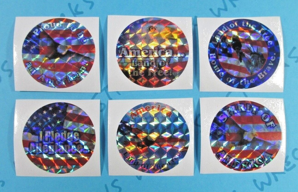 Prismatic Patriot American Flag Round Sticker Mod Lot Of 6