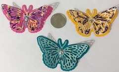 FANCY BUTTERFLY Pre-Made Die-Cuts (3pc)Victorian•Steampunk•Filagree •Glittered••