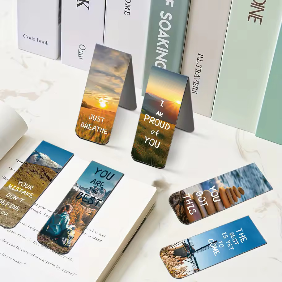Set of 6- Inspirational Magnetic Bookmarks with Motivational Quotes Book Readers