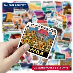 50PCS State Stickers, Travel USA Stickers for Luggage,Scrapbook,Water Bottle, Un