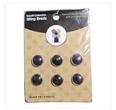 NEW Imaginisce Bling Brads Black Tie 6pcs / Scrapbooking Embellishments