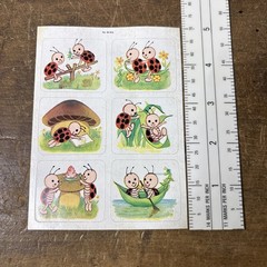 Vtg NOS Dennison Seals Anthropomorphic Lady Bugs Stickers