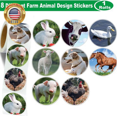 Farm Animal Stickers Roll for Kids 600Pcs round Farm Animals Label Stickers for