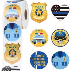 600 Pcs Police Stickers for Kids Police Party Favors Badge Stickers Officer Roll