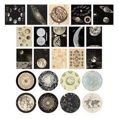 45pcs Galaxy Stickers Pack, Full Moon, Crescent Moon, Astrology, Solar System