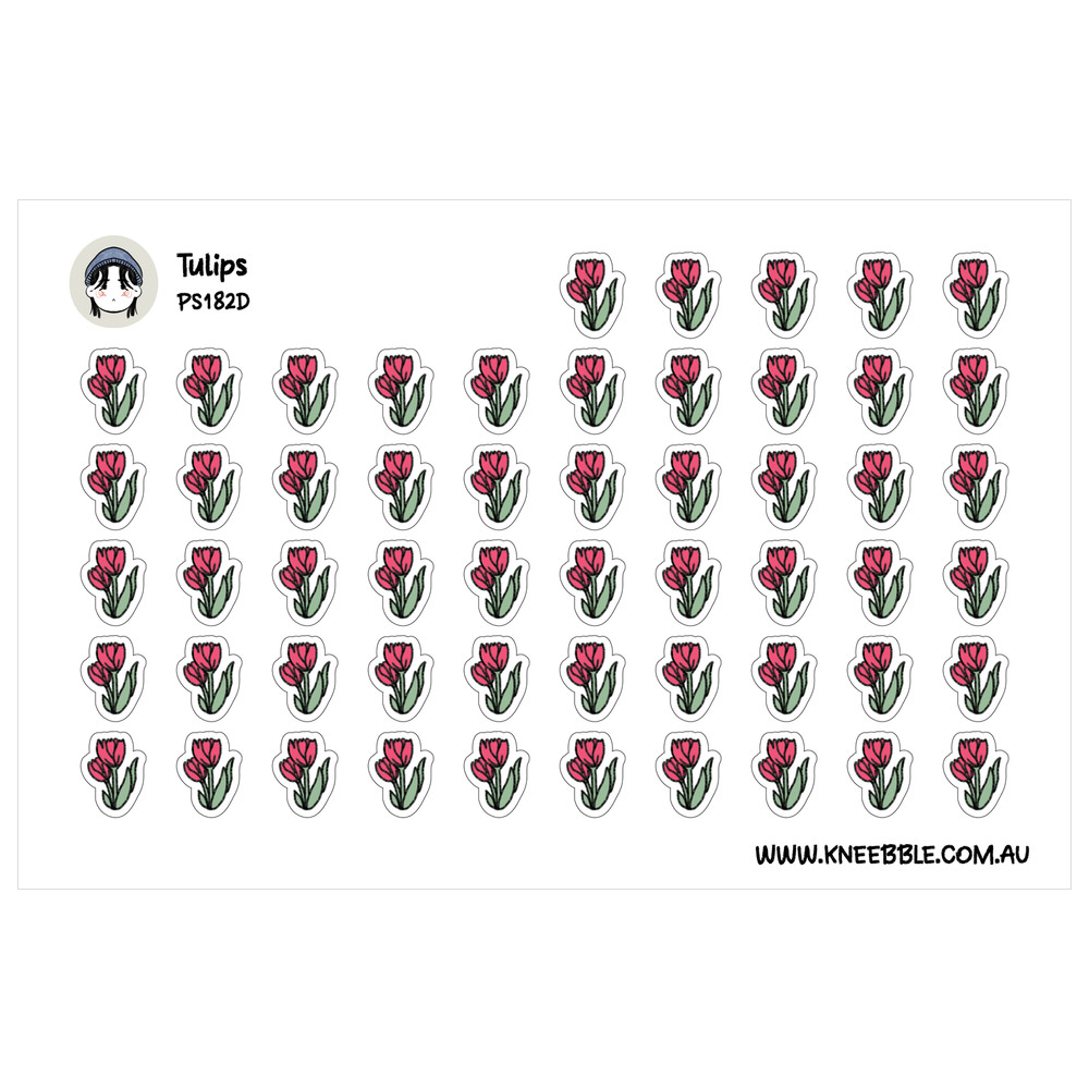 Tulip Planner Stickers – Spring Floral Decals | Pink Flower Sticker Set
