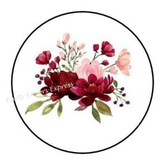 PINK BURGUNDY FLOWERS ENVELOPE SEALS LABELS STICKERS PARTY FAVORS