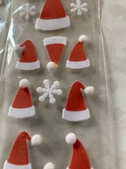 *2 PKGS* RECOLLECTIONS STICKERS FUZZY CHRISTMAS HATS FUZZY SANTA HAT STICKERS