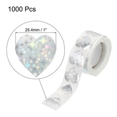 Heart Shaped Sticker 1″ Self-Adhesive Love Label Star Silver 1000 Pcs