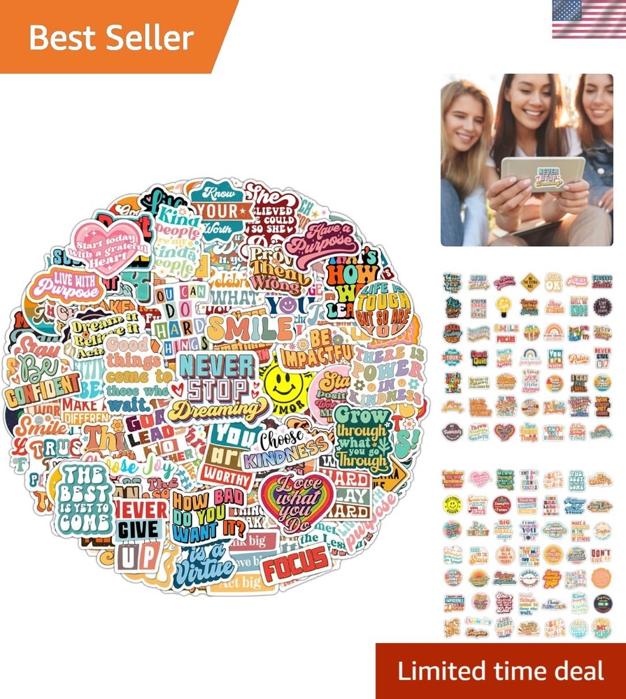 100 Pack Waterproof Motivational Stickers for Kids, Teens & Adults – Inspire!