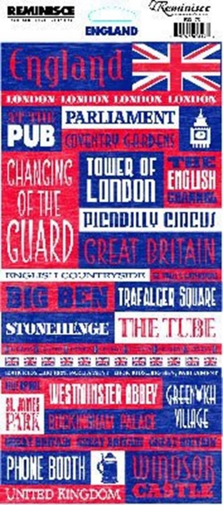 Reminisce Signature Series Travel Stickers-England Quote