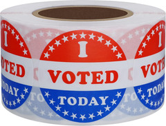 I Voted Today with Red, White, and Blue Circle Stickers 1.5 Inch round 500 Label
