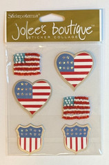 American Flag Stars Stripes 4th Patriotism USA Love Shield Bead Jolee’s Stickers