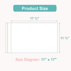 Acid-Free Picture Sleeves, 100 Pack Crystal Clear Storage Bags for 11X17 Art Pri