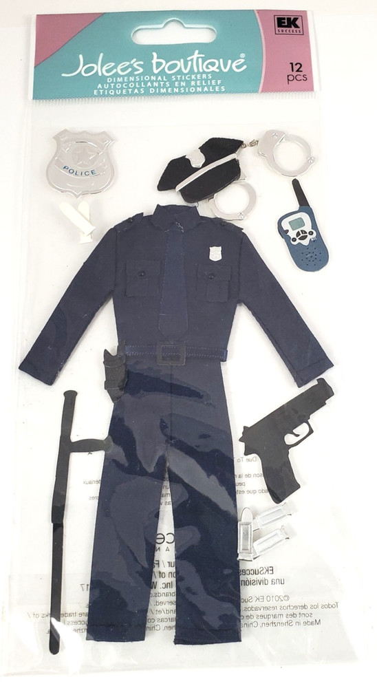 Jolee’s Boutique EK Success Police Officer Dimensional Stickers Scrapbook SPJBLG