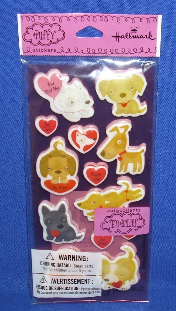 Hallmark Valentine’s Day Puffy Stickers Dogs with Hearts 26 Pcs Free Ship @ $15