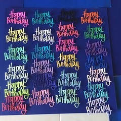 “Happy Birthday” word die cut embellishments 2-1/4” x 2-1/2” Choose Color 6 pcs