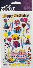 Sticko Classic Metallic stickers BIRTHDAY PARTY theme 59379 FAST FREE ship!