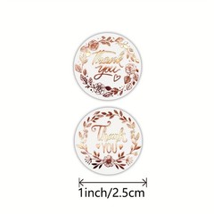 1 Roll 500pcs Thank You Stickers – Rose Gold Round Labels for Gifts & Party