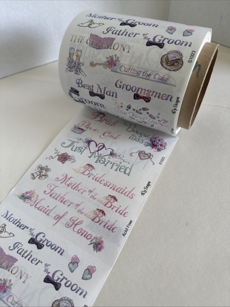 Bride & Groom Sticker ROLL NRN Designs Scrapbook Stickers Wedding Titles