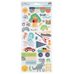 Pebbles COOL BOY CARDSTOCK STICKER SET scrapbooking (2) SHEETS FOIL