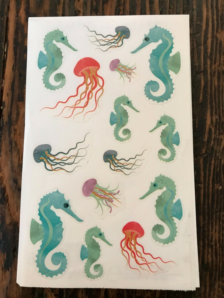 Mrs Grossman Watercolor Jellyfish Seahorse Stickers 24 Sheets Modules 336 Total