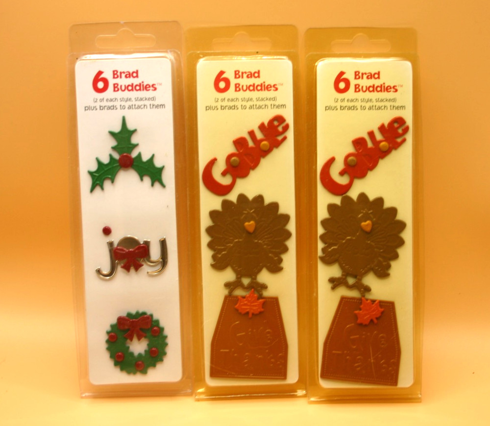 Lot of 3 CHRISTMAS THANKSGIVING BRAD BUDDIES Scrapbooking Card Making Stamping