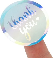 Waterproof Holographic Rainbow Thank You Stickers for Arts Crafts Small Business