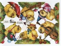 Diecut Baby Chicks Easter PZB 1253 Scraps Germany Scrapbook Unused 6 Piece Sheet