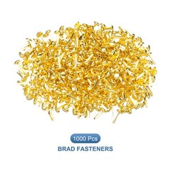 1000 PCS Paper Brass Fasteners Split Pins, Gold, 8 x 15 mm