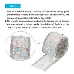 1.64FTx1″ Crystal Rhinestone White Gems+Silver Chain
