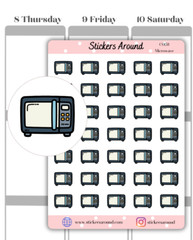 Microwave Icon Planner Sticker, Cleaning Chores, Calendar & Journal Sticker