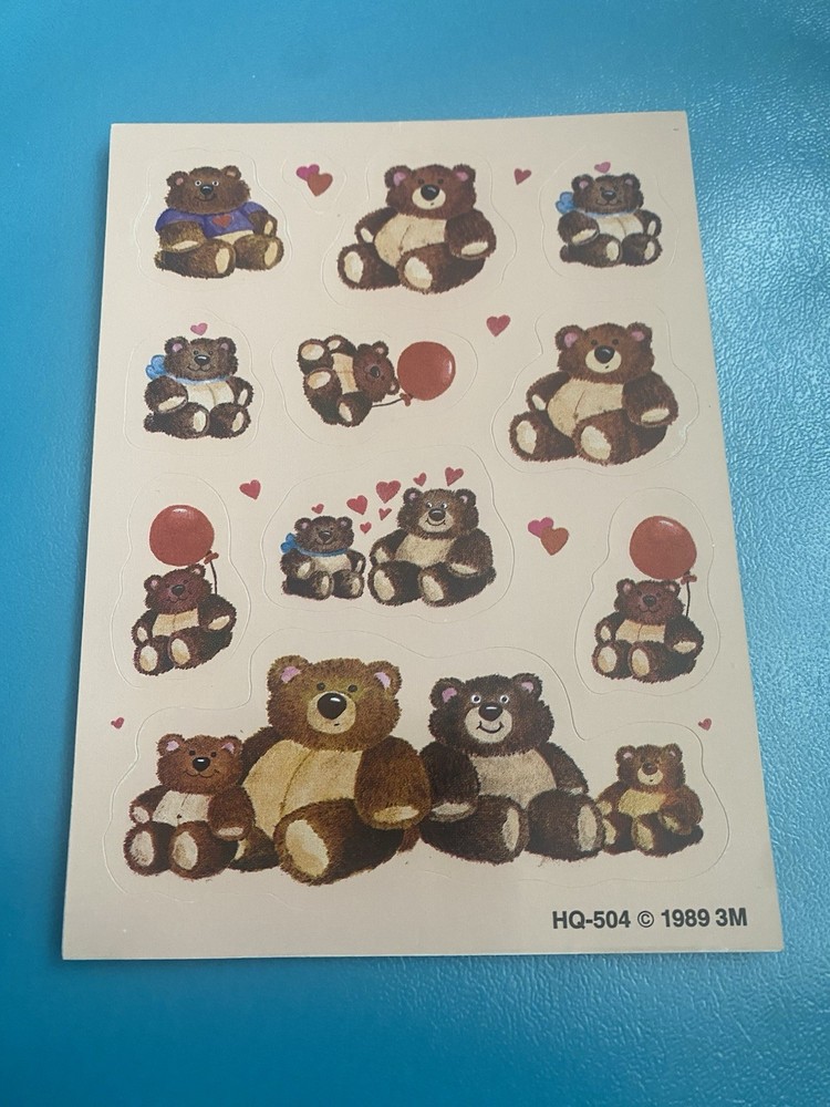 Vintage 3M Teddies Sticker Sheet