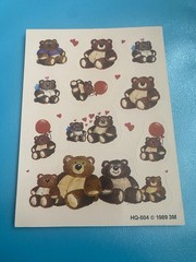 Vintage 3M Teddies Sticker Sheet