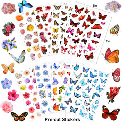 266 Pcs Scrapbook Stickers, Flower Butterfly Stickers Kit for Junk Journal, Bull