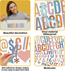 Morandi 400 Piece Letter Stickers – 24 Sheets, 2.5In Self-Adhesive, Waterproof f