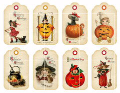 VTG Look Halloween Tags Card Toppers Supply Scrapbook Junk Journal Crafts
