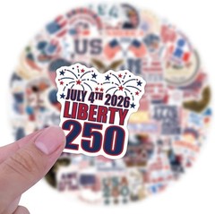 50 PACK USA AMERICA ANNIVERSARY 250 YEARS 1776 2026 Sticker Decal Bulk Lot Set