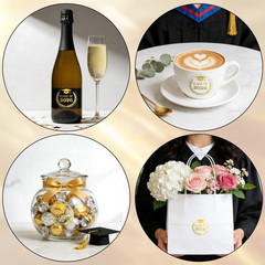Graduation Stickers, 144PCS Class of 2026 Stickers, 1.6» Gold Foil Graduation E