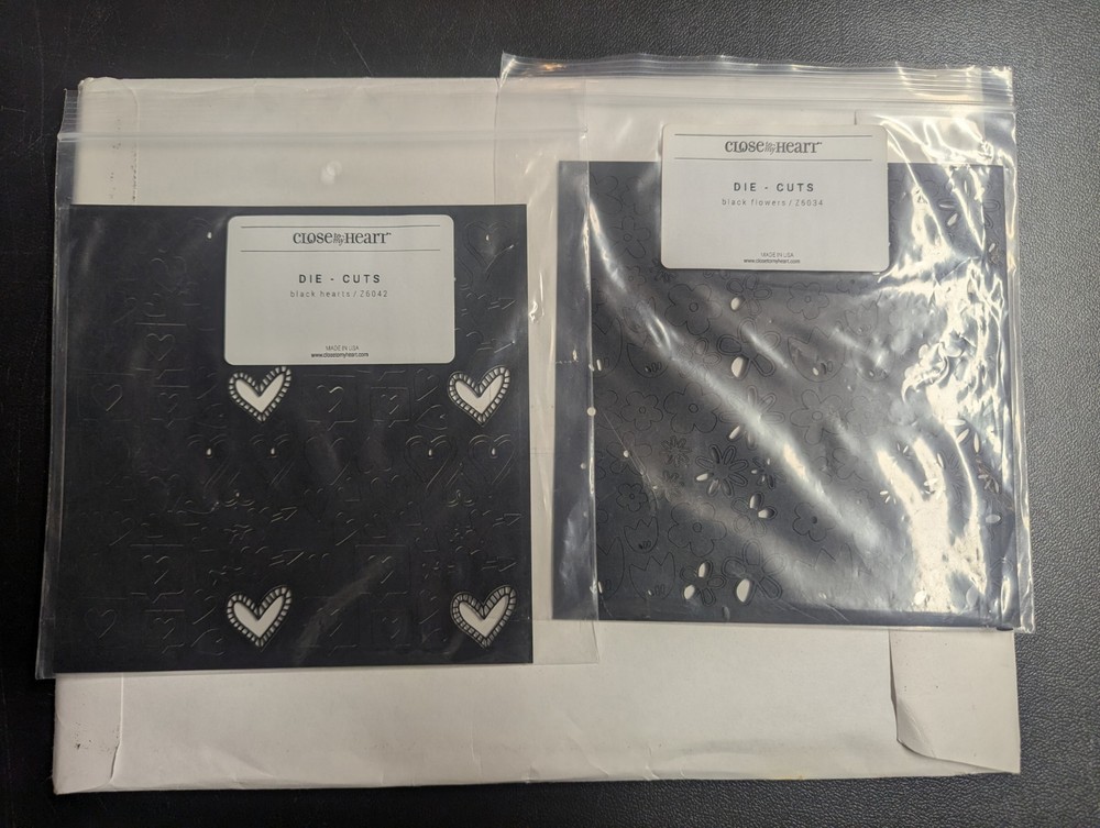 Close to My Heart CTMH Die Cuts – Black Flowers Z6034 & Black Hearts Z6042 NEW