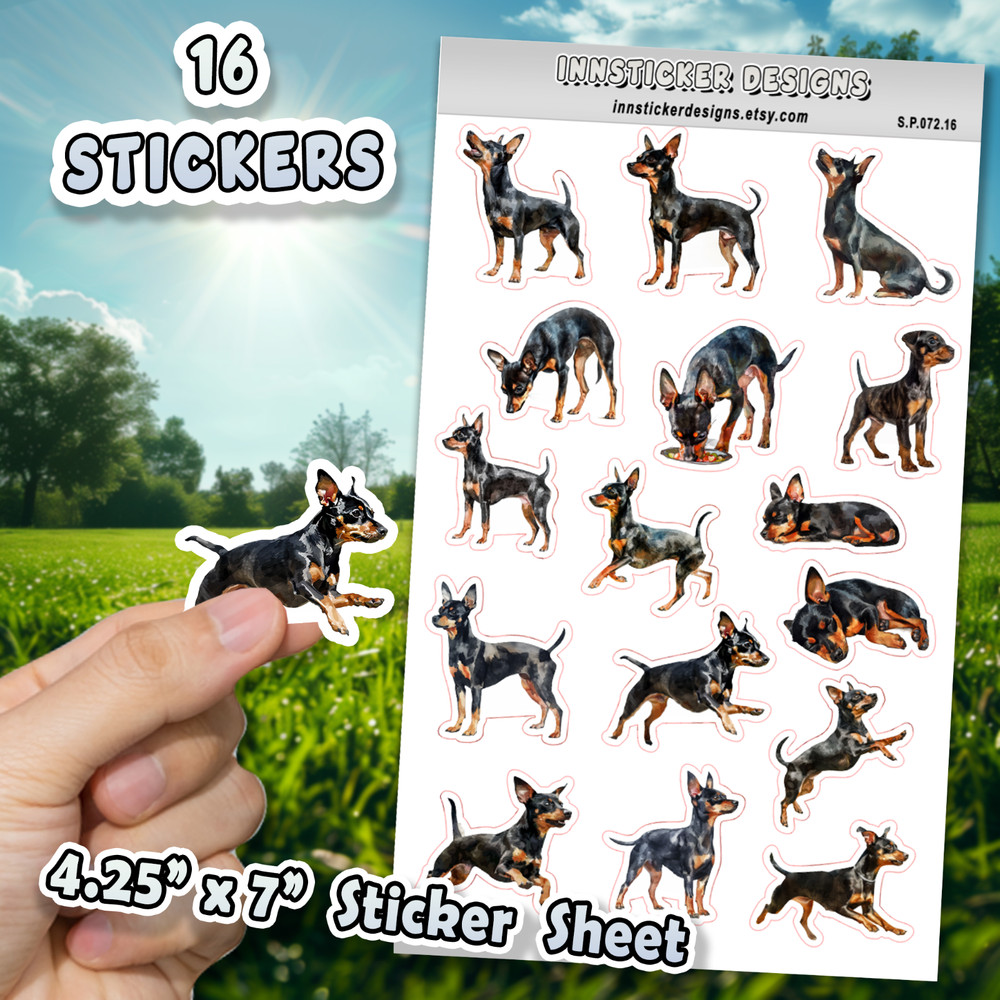 Miniature Pinscher Dog Stickers Journals, Scrapbooks, Planners, Glossy, Matte