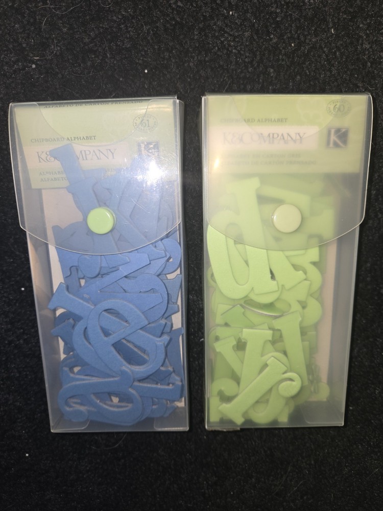 Kurio Blue & Green Chipboard Alphabet Craft Scrapbooking K & Company