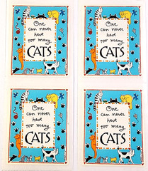 Kathy Davis Cat Stickers Set of 4 Scrapbooking Junk Journal Vintage 1990s