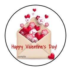 30 HAPPY VALENTINE’S DAY ENVELOPE SEALS LABELS STICKERS 1.5″ ROUND HEARTS
