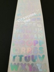 HAMBLY STUDIOS STICKERS FOIL HOLOGRAPHIC LETTERS ALPHABET WHITE / SILVER VINTAGE