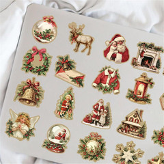 50PCS Christmas Theme Stickers, Non-Repeating Vinyl Waterproof Vintage Christmas