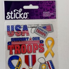 Sticko Military Support The Troops Stickers Patriotic USA Scrapbooking 14 Pc